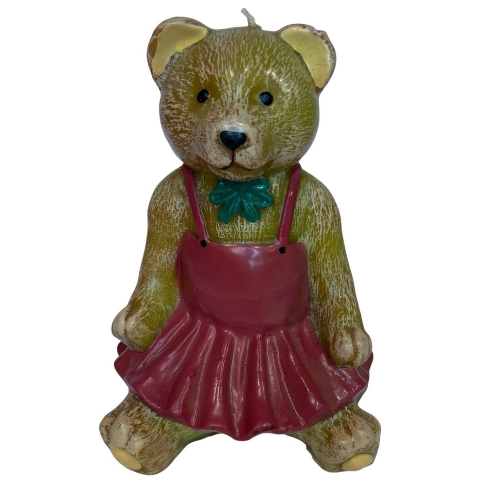 Vintage Bear Candle Countrycore Cabin 8" Bookend Decor Granny Cottage Ballerina‎
